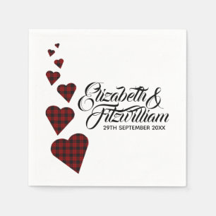 Red Tartan Heart Disposable Napkin