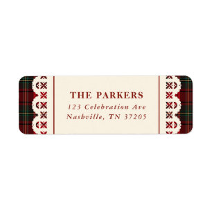 Red Tartan Lace Stitch Frame Christmas