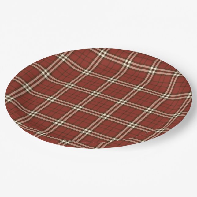 Red Tartan Paper Plate (Angled)