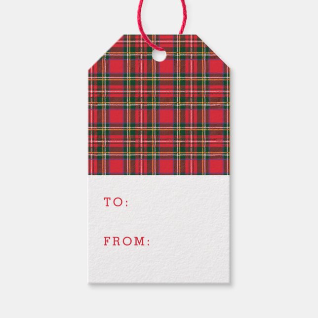 Red & Tartan Pattern Gift Tags (Front)