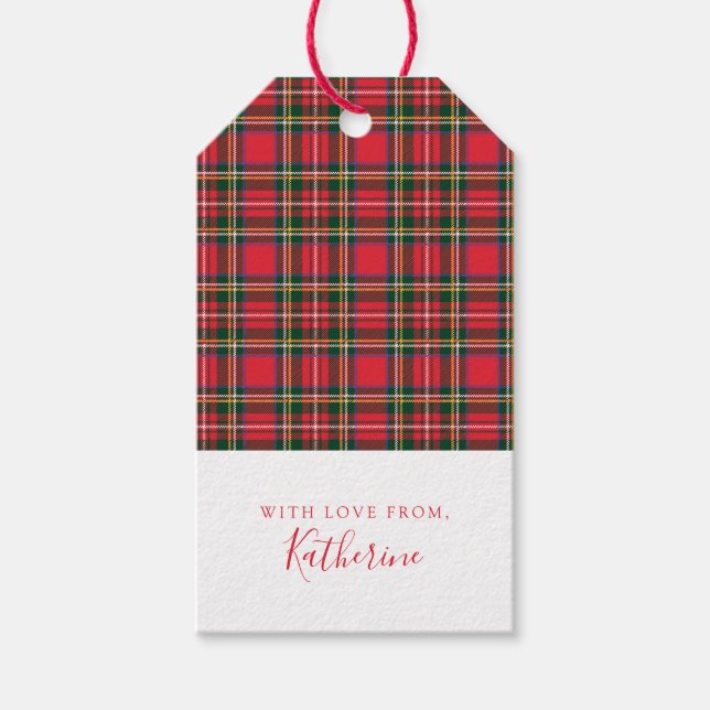Red & Tartan Pattern Gift Tags (Front)