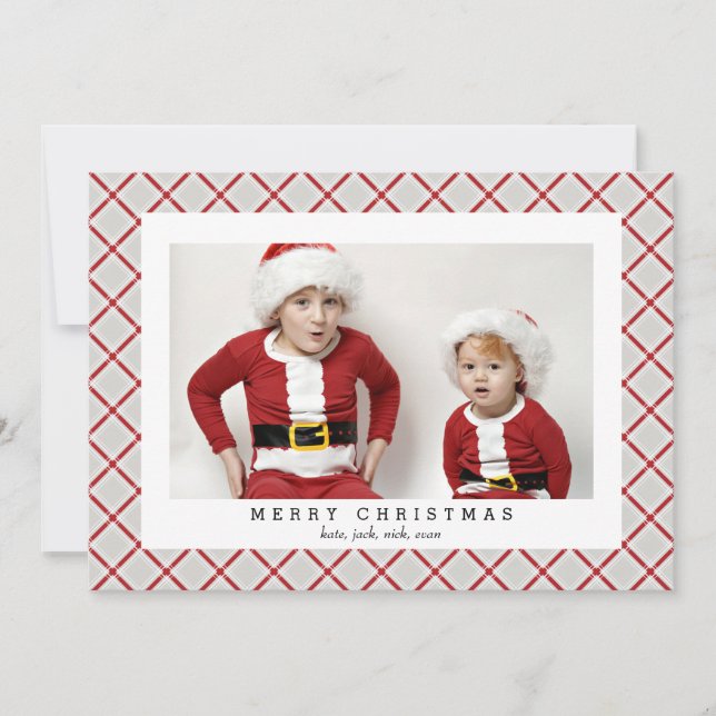 Red Tartan Photo Card for the Christmas Holidays (Front)
