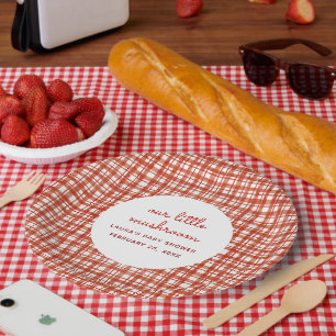 Red Tartan Picnic Fall Baby Shower Paper Plate