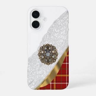 Red tartan plaid and lace iPhone 16 case