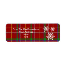 Red tartan plaid and Xmas snowflake
