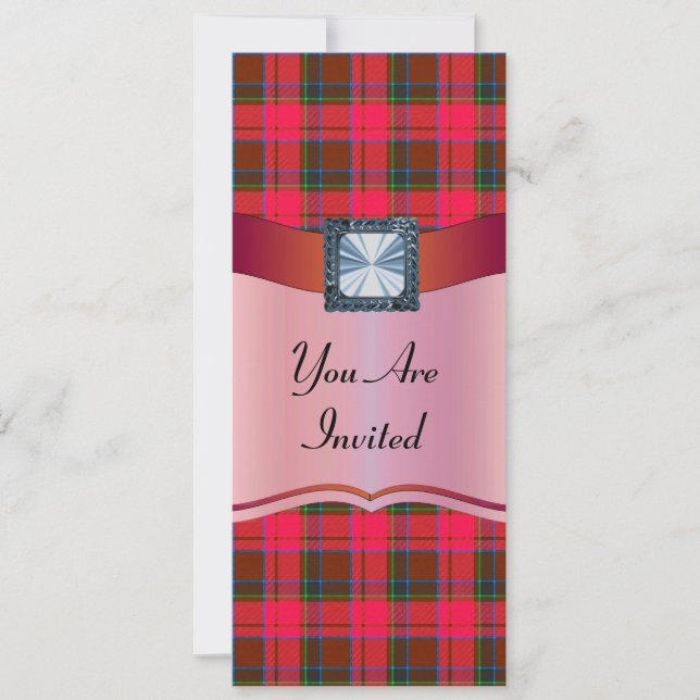 Red tartan plaid any occasion invitation (Front)