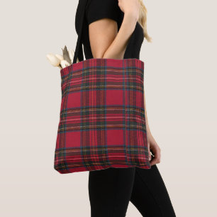 Red Tartan Plaid Design Tote Bag
