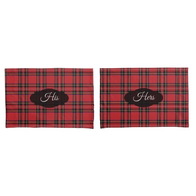 Red Tartan Plaid His & Hers Pillowcases, Standard Pillowcase (Front-Set)