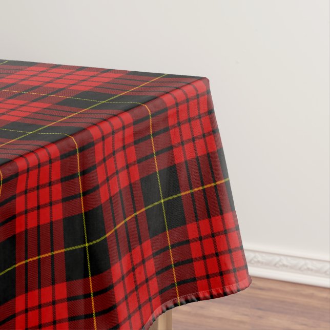 Red Tartan Plaid Holiday Tablecloth (In Situ)