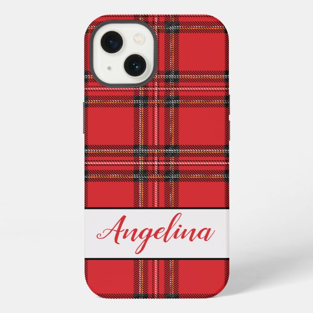 Red Tartan Plaid Pattern iPhone Case (Back)