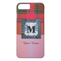 Red tartan plaid personalised monogram