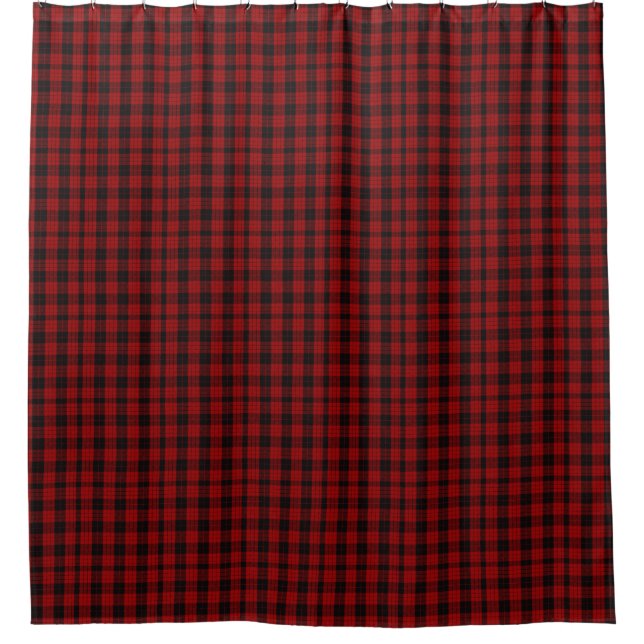 Red Tartan Plaid Scottish Kilt Shower Curtain (Front)