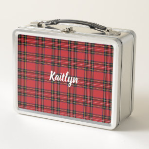 Red Tartan Plaid Stainless Lunchbox