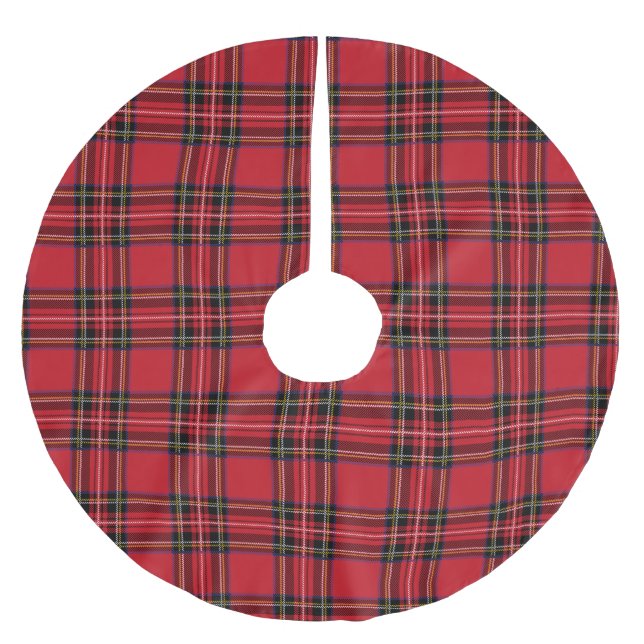 Red Tartan Plaid  Tree Skirt, Brushed Polyester Brushed Polyester Tree Skirt (Front)