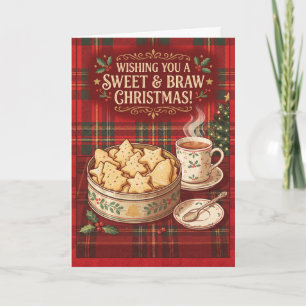 Red Tartan Shortbread Christmas Card