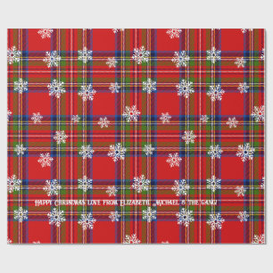 Red Tartan Snowflake Personalized Christmas Wrapping Paper