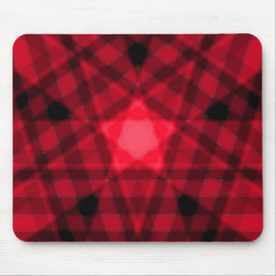 Red Tartan Star Geometric Art Mousepad