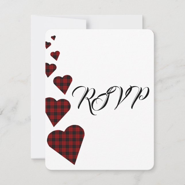 Red Tartan Wedding RSVP (Front)