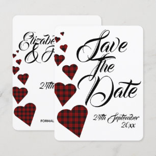 Red Tartan Wedding Save The Date Invitation
