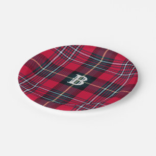 Red Tartan with (or without) Monogram Paper Plate