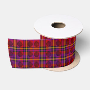 Red Tartan With Sporran Inlays, Satin Ribbon