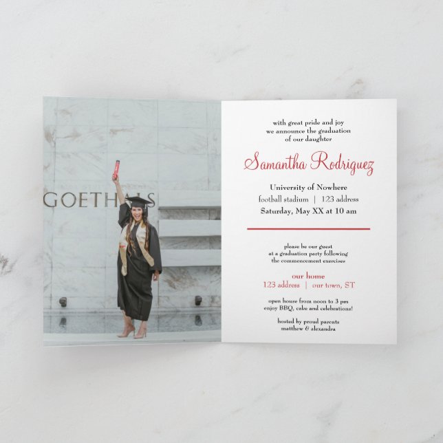 Red Tassel Graduation Announcement (Inside)