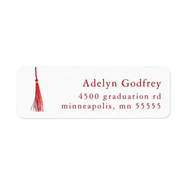 Red Tassel Graduation Return Address (Front)