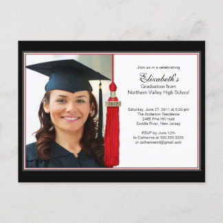 Red Tassel Photo Graduation Party Invitation