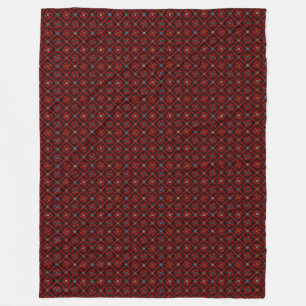 Red Tatreez Pattern Fleece Blanket