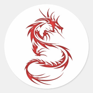 Red Tattoo Dragon Classic Round Sticker