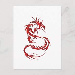 Red Tattoo Dragon Postcard