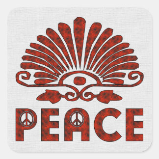Red Tattoo Peace Art Square Sticker