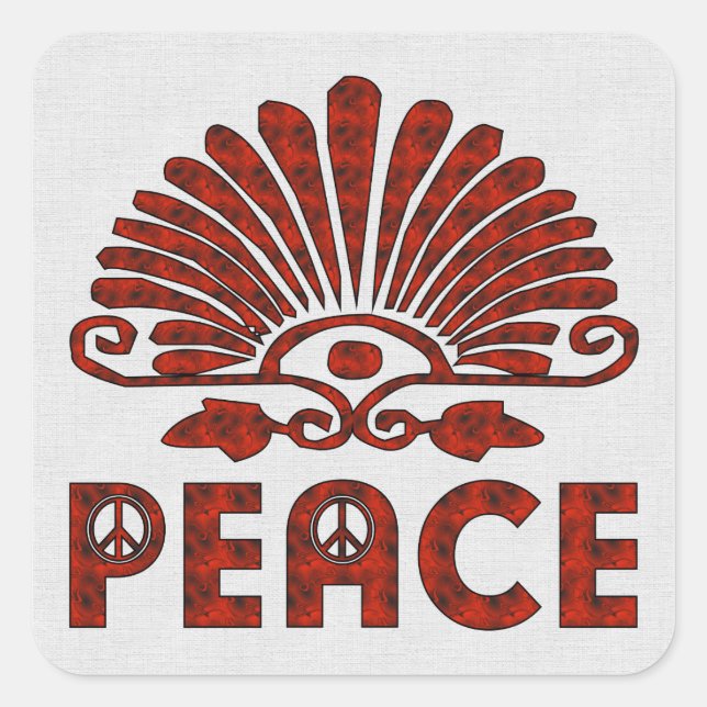 Red Tattoo Peace Art Square Sticker (Front)
