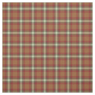 Red Taupe Beige Dark Brown Tartan Squares Pattern Fabric