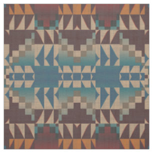 Red Taupe Brown Teal Blue Orange Ethnic Look Fabric