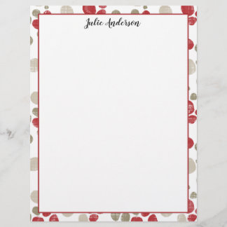 Red & Taupe Dots Pattern - Double Sided Letterhead