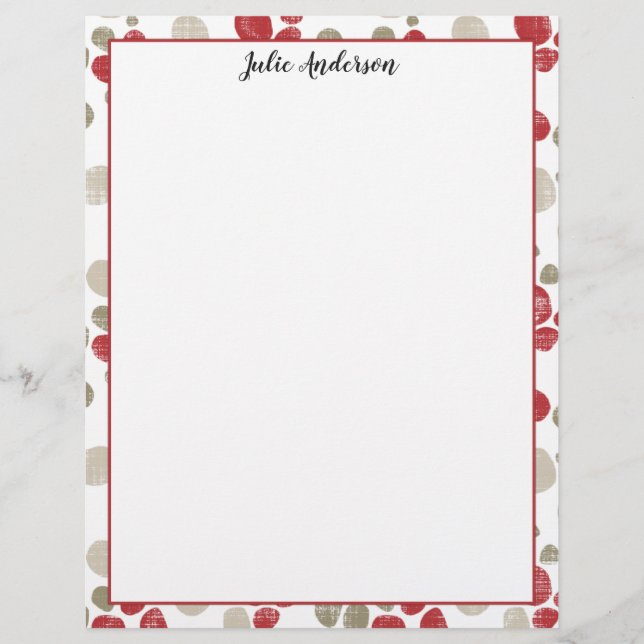 Red & Taupe Dots Pattern - Double Sided Letterhead (Front)