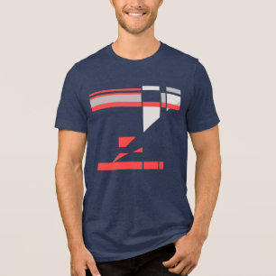 Red Taupe Grey Geometric Shapes Abstract Design Tri-Blend Shirt
