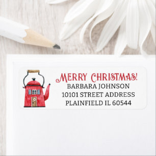 Red Tea Kettle Home, Christmas Return Address