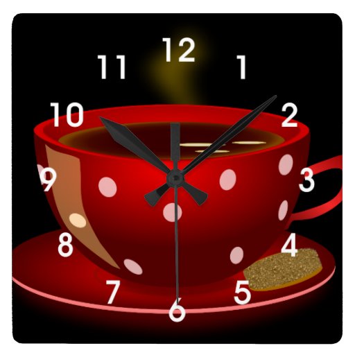 Image of Red Tea or Coffee Cup Kitchen Wall Clock
