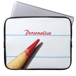 Red Teacher Pencil On Lined Paper With Name Laptop Sleeve