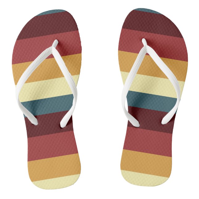 Red, teal and yellow stripes flip flops (Footbed)