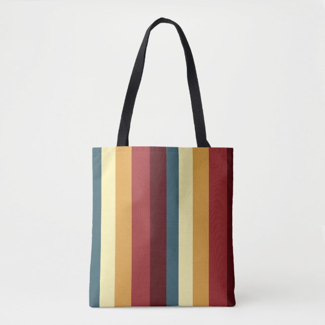 Red, teal and yellow stripes tote bag (Front)