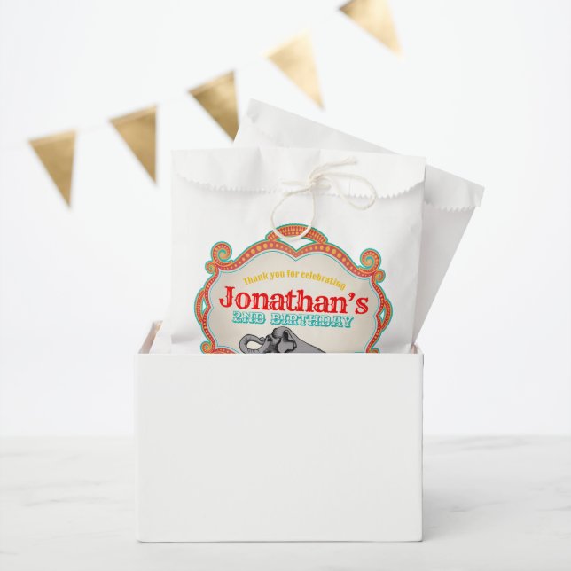 Red Teal Blue Vintage Circus Birthday Favour Bags (Party)