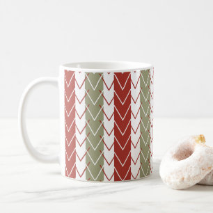 Red Teal Chevron Stripe Coffee Mug
