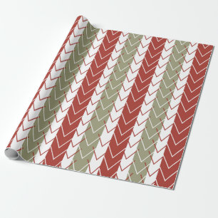 Red Teal Chevron Stripe Pattern Wrapping Paper