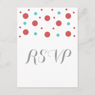 Red Teal Confetti Response Postcard