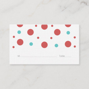 Red Teal Confetti Wedding Place Cards