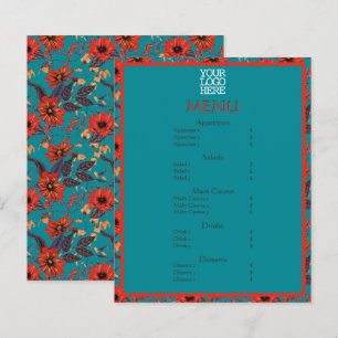 Red Teal Floral Cafe Restaurant Menu