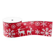 Red Teal Holly Snowflakes and reindeer  Christmas 